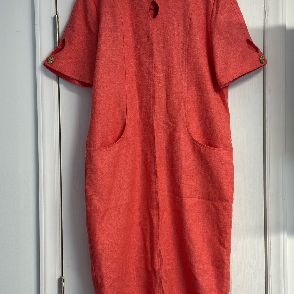 Chic Vintage Coral Midi Dress
